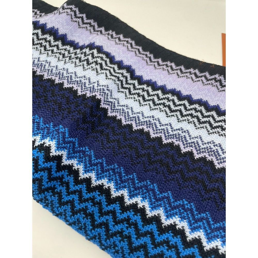 MISSONI Blue Men's Scarf With Logo One Size OS New With Tags - Picture 6 of 6